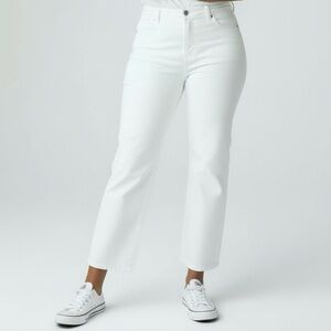 Talbots White Straight Leg Crop Jeans Plus sz 16W Stretch Denim Slimming Panel